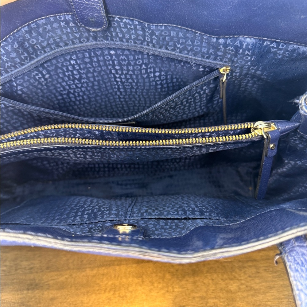 Kate Spade Navy Blue Leather Tote Bag – Grand Street Gabriel - Picture 5 of 12
